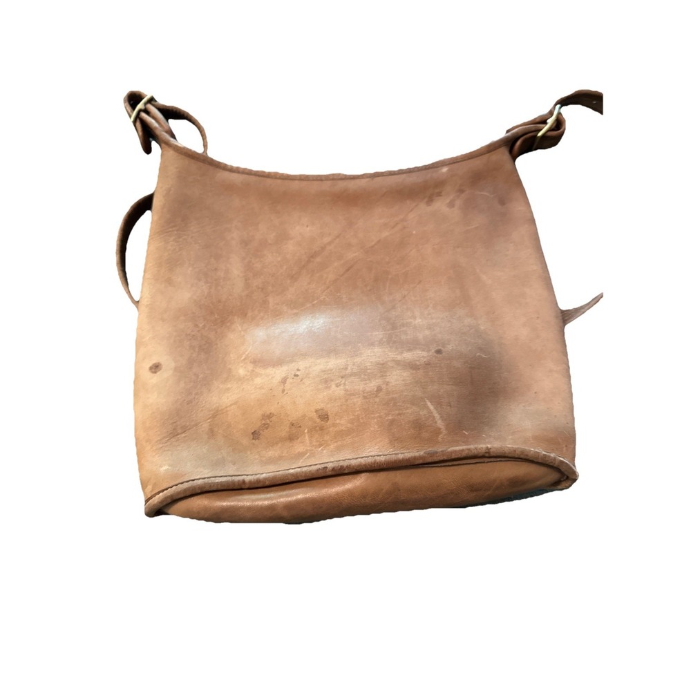 RARE Coach Purse NYC Vintage 80s Tan Leather Bag Brown Chunky Zipper - Picture 15 of 16